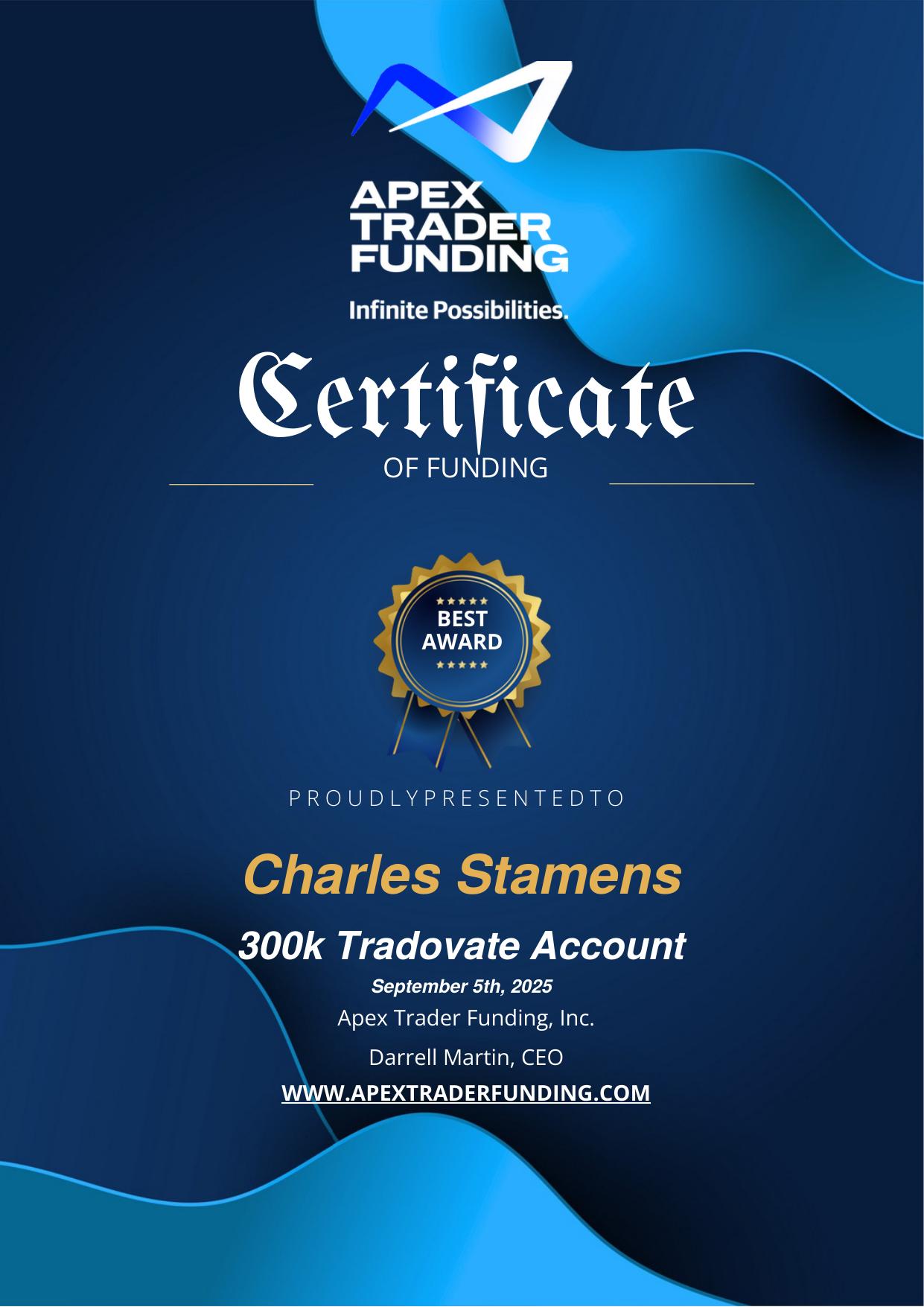 Apex Trader Funding 300k - Charles Stamens